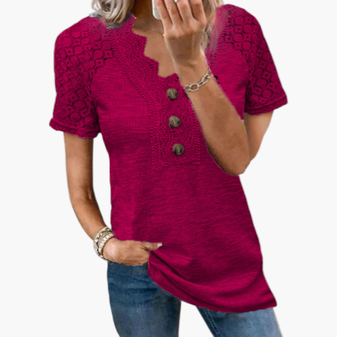 T-shirt til kvinder med blonderindsatser