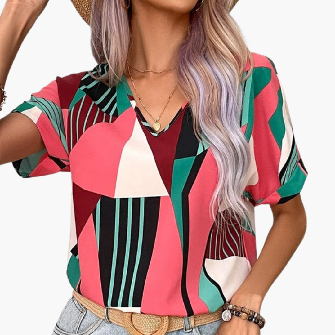 Women's V-neck short-sleeve shirt