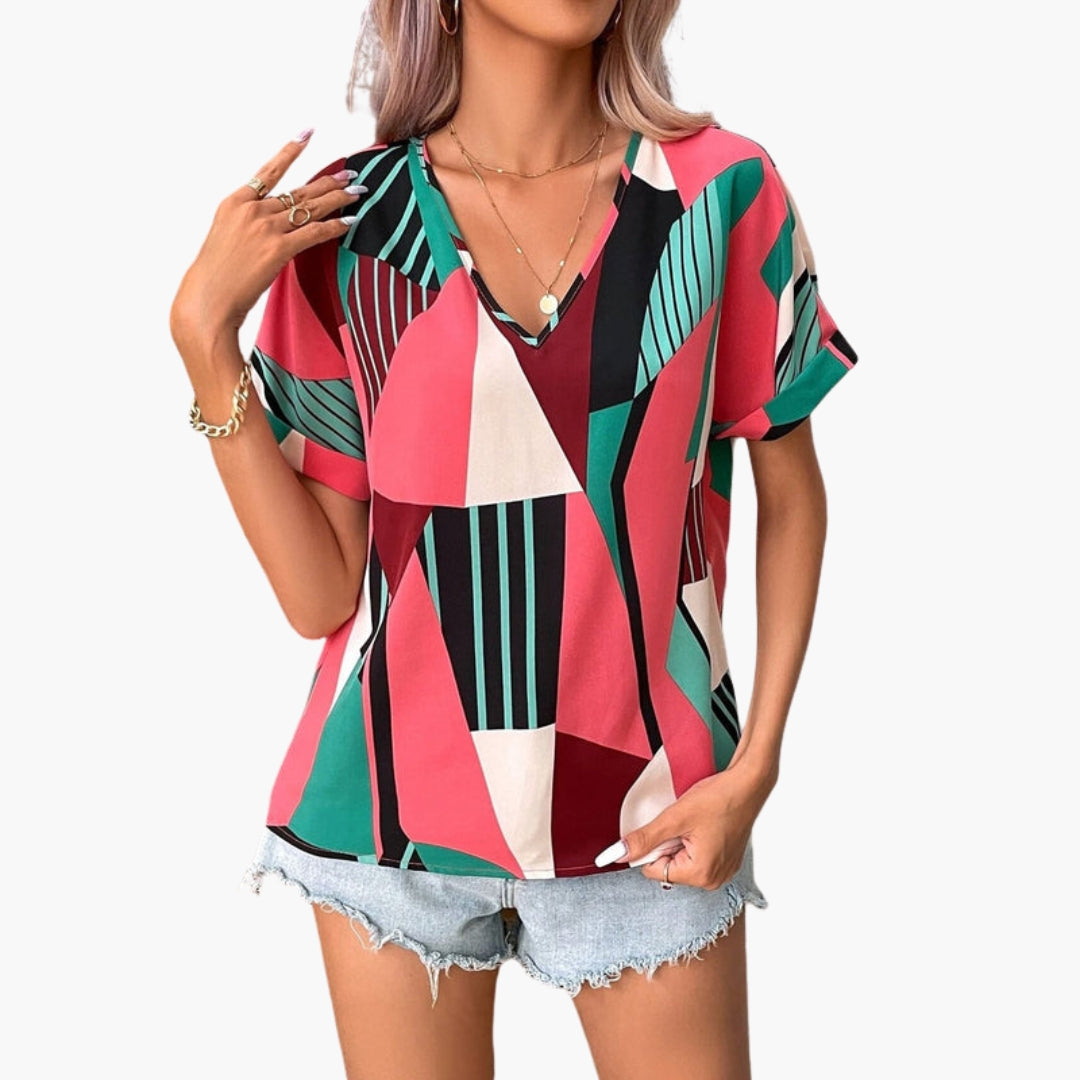 Women's V-neck short-sleeve shirt