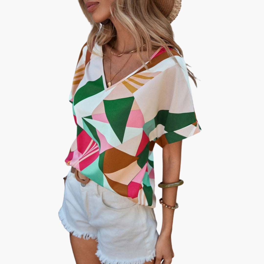 Women's V-neck short-sleeve shirt