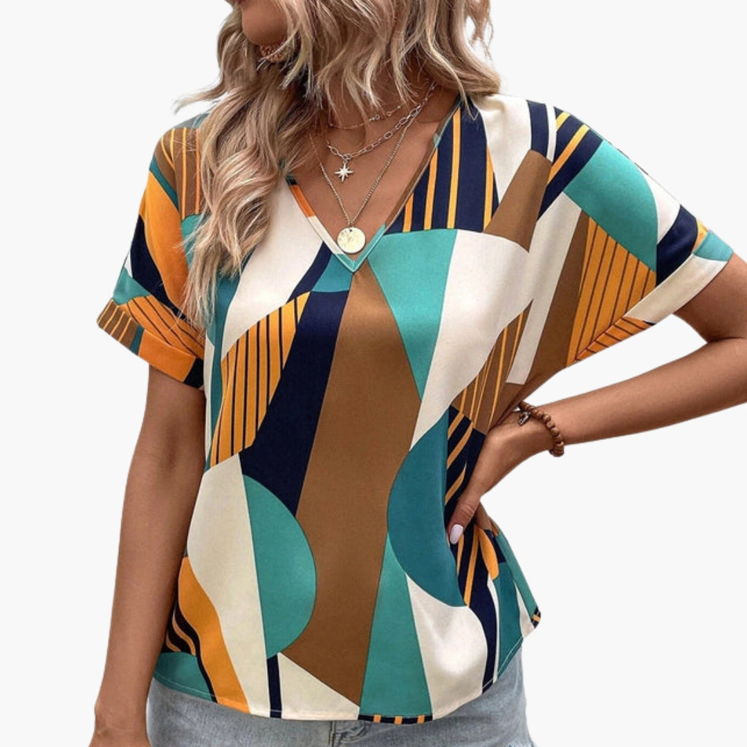 Women's V-neck short-sleeve shirt