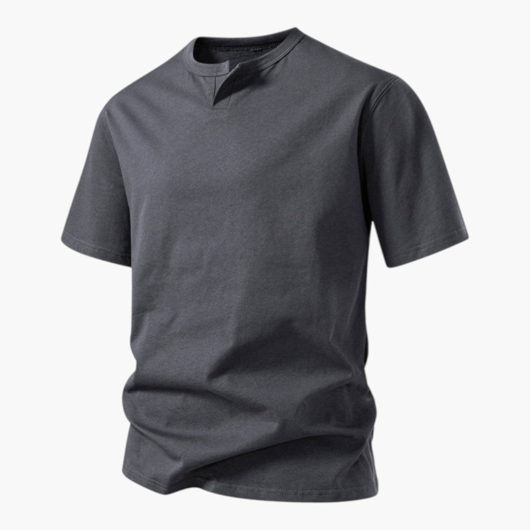 T shirt homme à encolure fendue et manches courtes