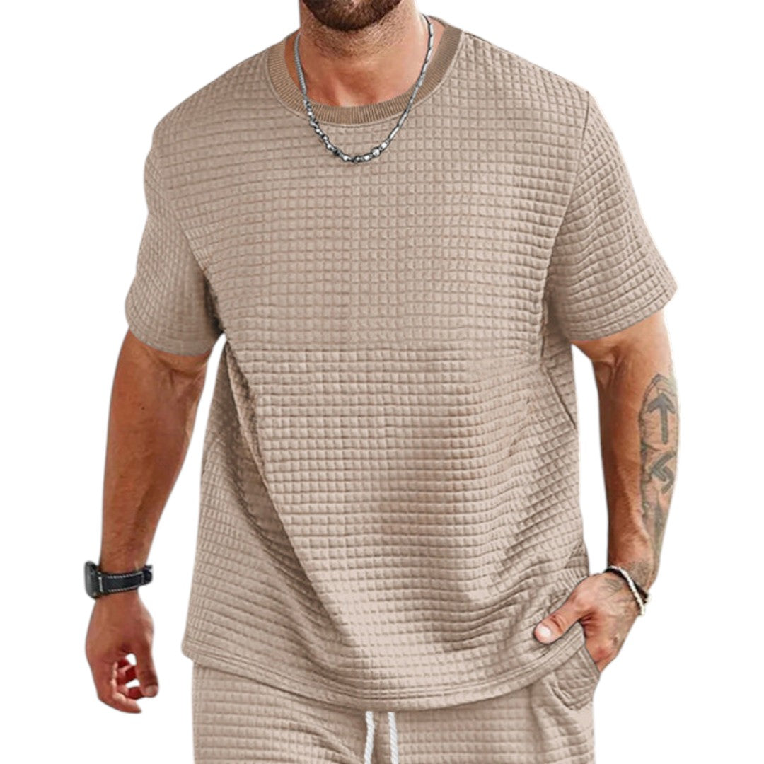 T shirt homme à surface texturée avec manches courtes