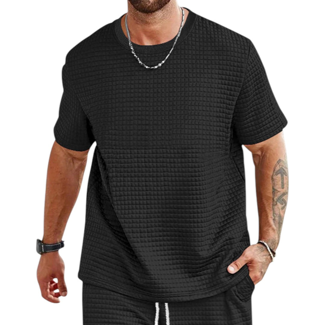 T shirt homme à surface texturée avec manches courtes