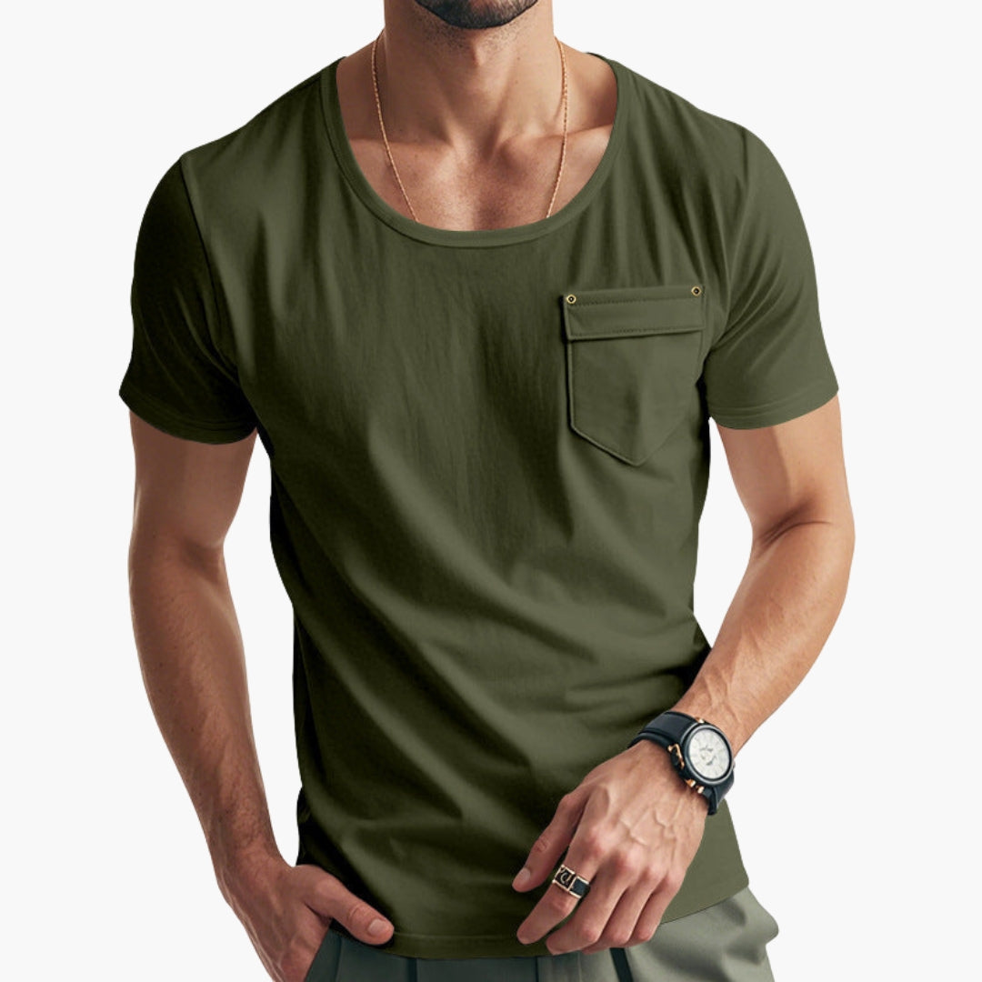 T shirt homme col rond avec poche poitrine