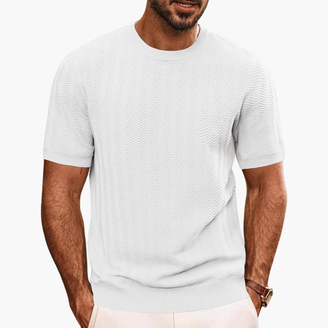 T shirt homme col rond avec surface texturée motif zigzag