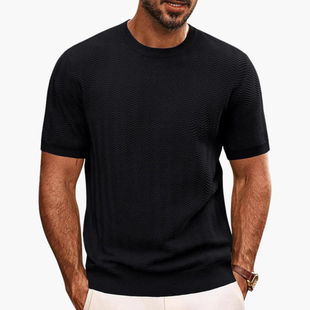 T shirt homme col rond avec surface texturée motif zigzag