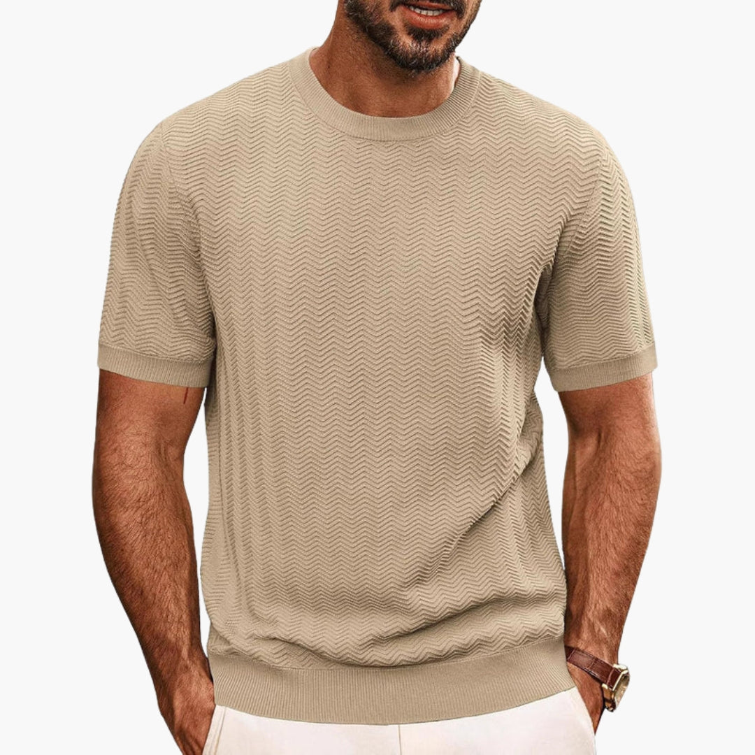 T shirt homme col rond avec surface texturée motif zigzag