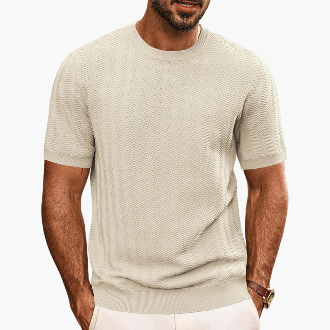 T shirt homme col rond avec surface texturée motif zigzag