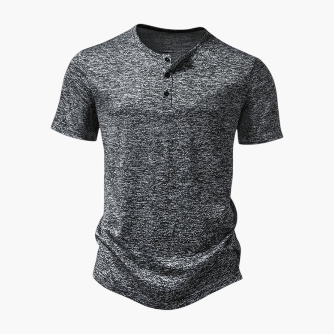 T shirt homme col tunisien avec patte de boutonnage
