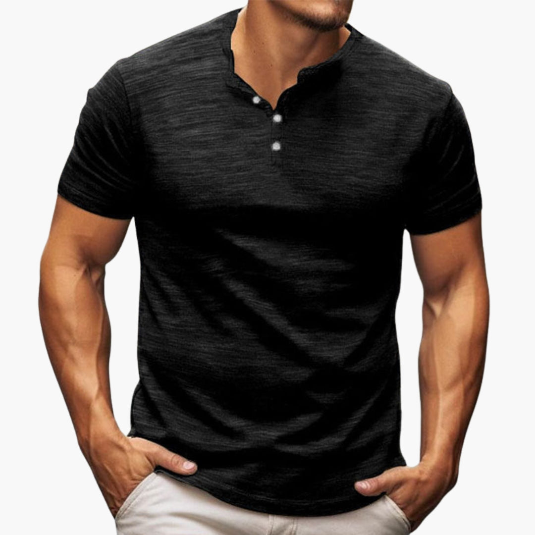 T shirt homme manches courtes avec patte boutonnée