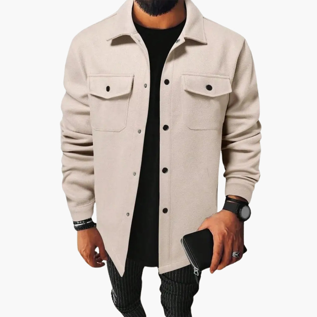 Veste Chemise Homme Coupe Ample avec Poches Poitrine