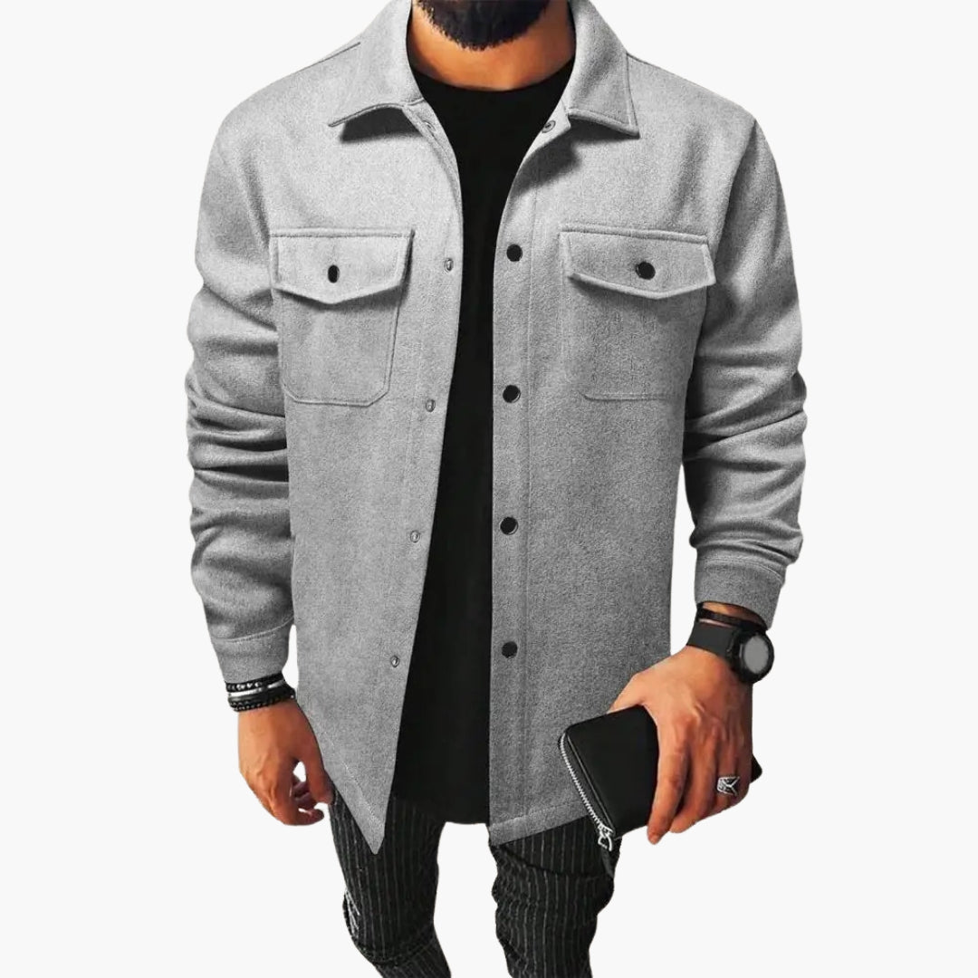 Veste Chemise Homme Coupe Ample avec Poches Poitrine