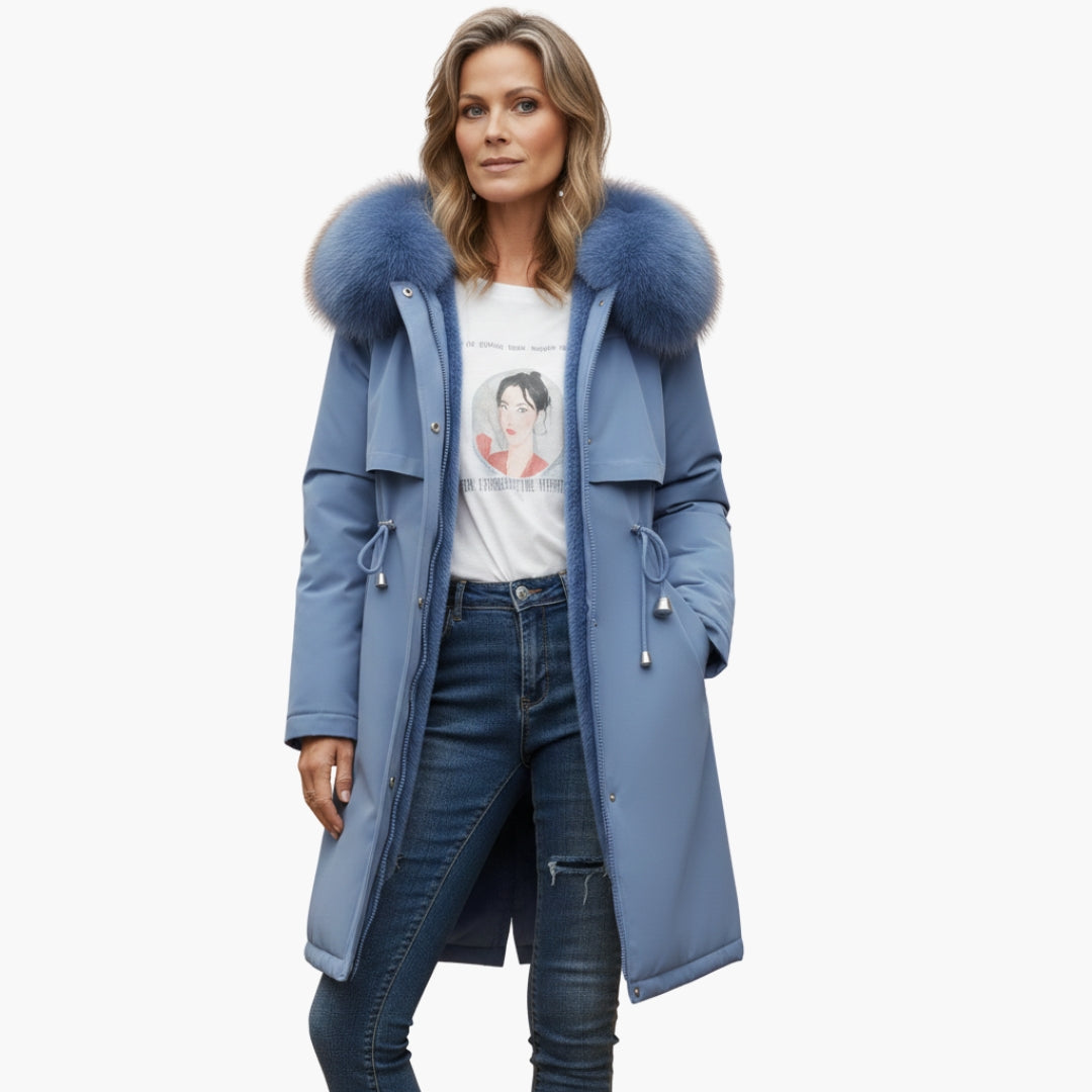 Veste Hiver Femme avec Col Imitation Fourrure