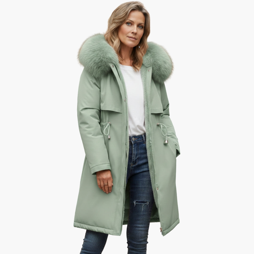 Veste Hiver Femme avec Col Imitation Fourrure