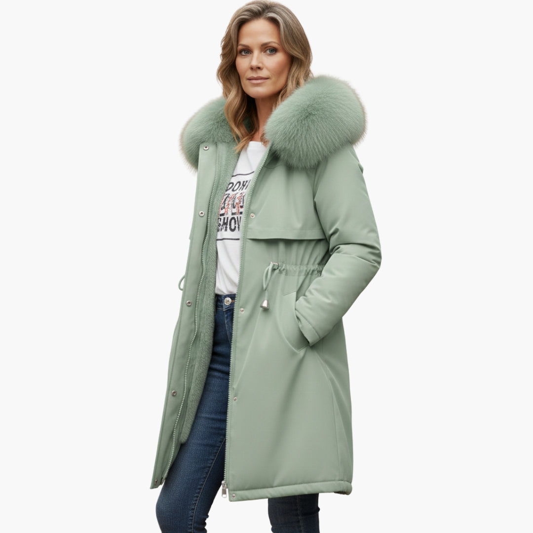 Veste Hiver Femme avec Col Imitation Fourrure