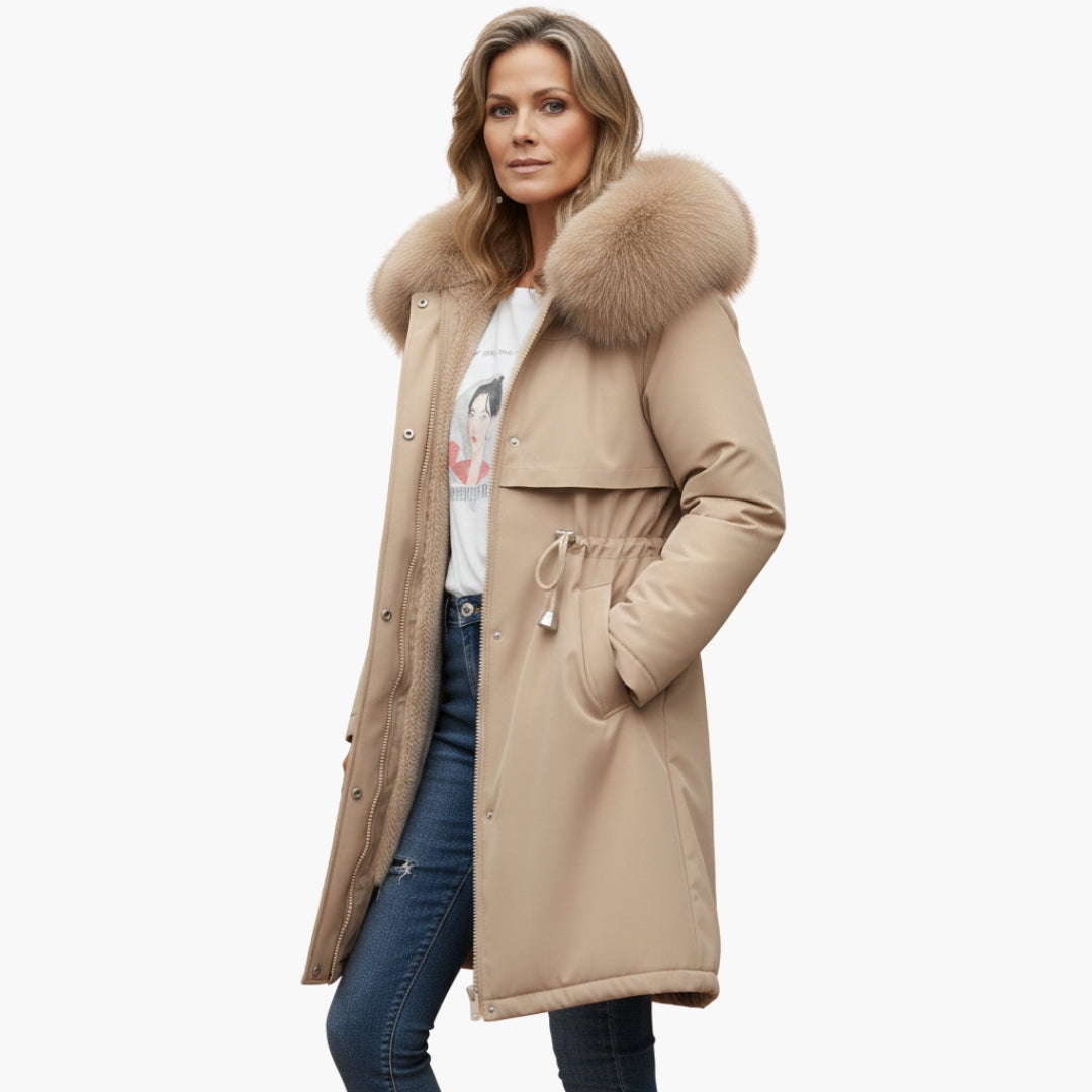 Veste Hiver Femme avec Col Imitation Fourrure