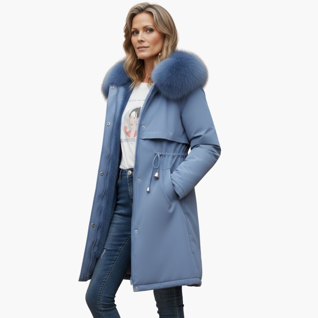 Veste Hiver Femme avec Col Imitation Fourrure