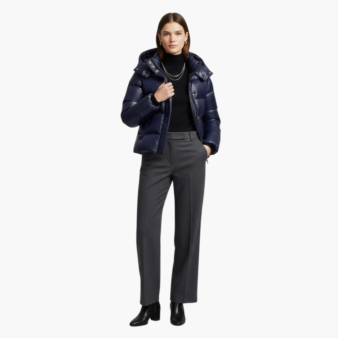 Veste Matelassée Femme avec Capuche et Poches Devant