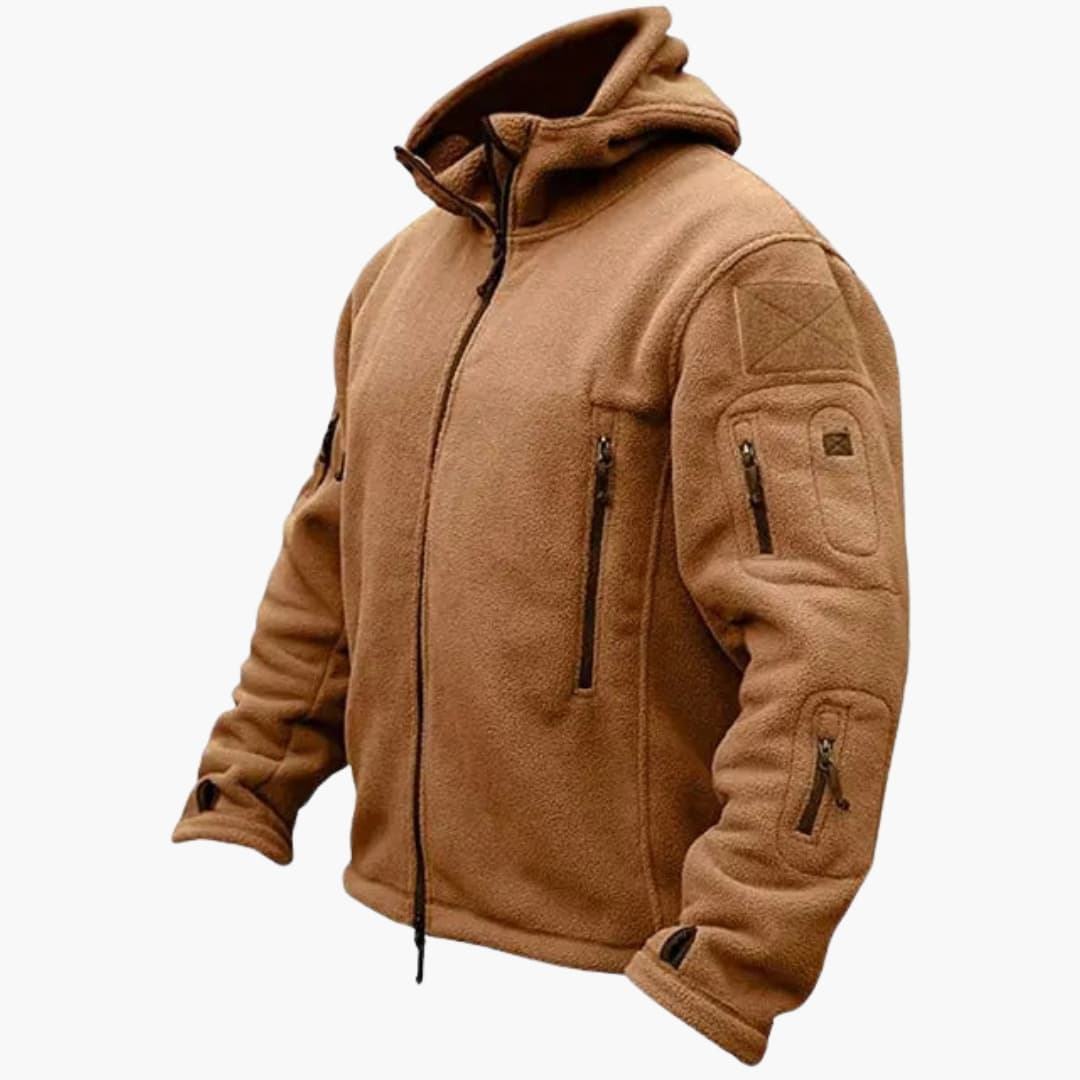 Veste Polaire Tactique Homme avec Capuche et Multiples Poches Zippées