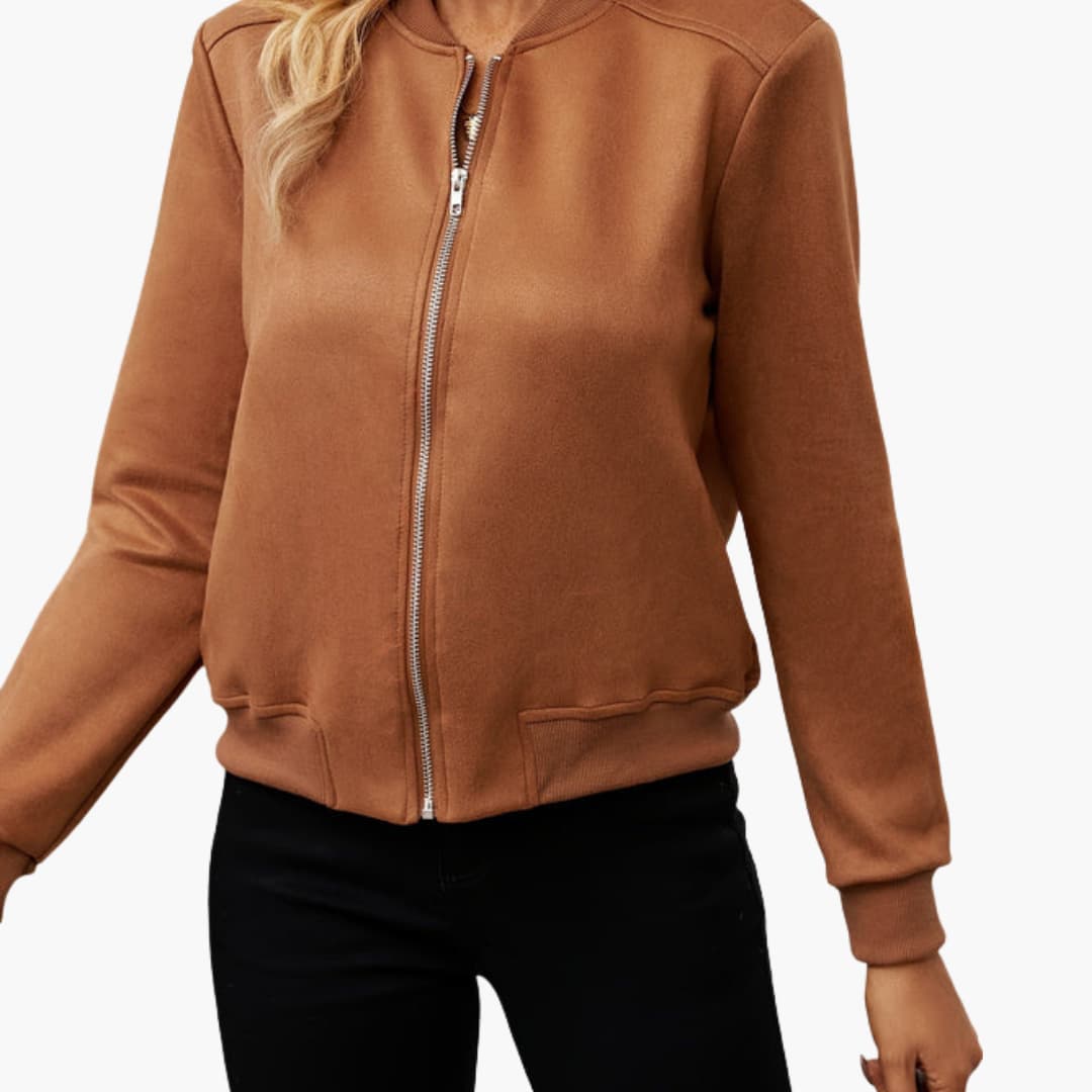 Veste bomber femme à col montant avec fermeture zippée