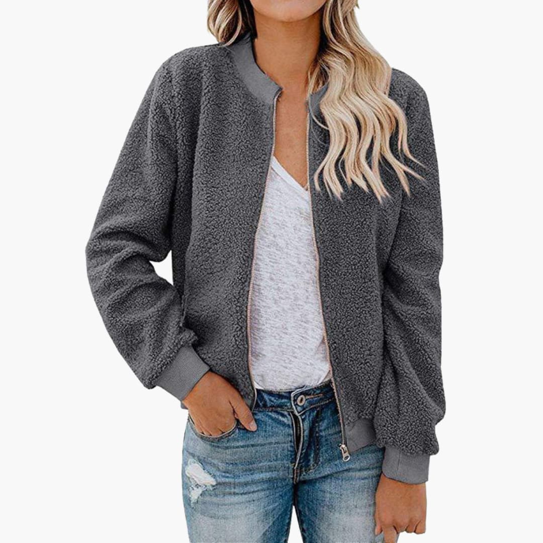Veste bomber femme à col montant et structure droite