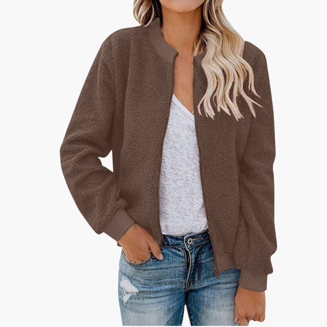 Veste bomber femme à col montant et structure droite