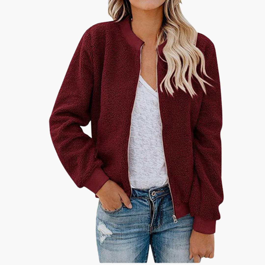 Veste bomber femme à col montant et structure droite
