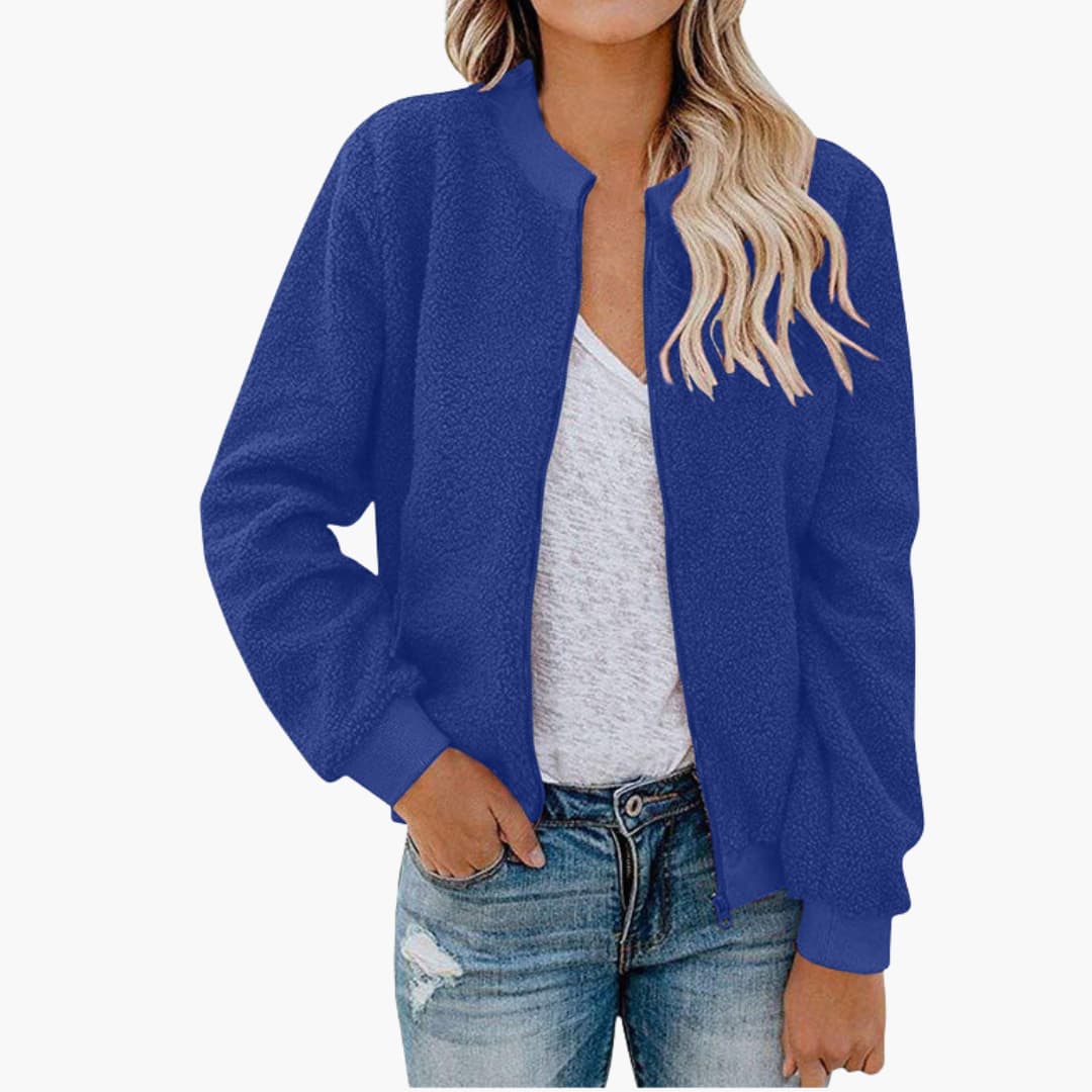 Veste bomber femme à col montant et structure droite