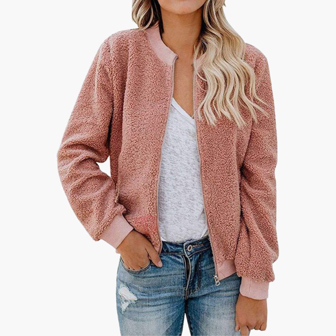 Veste bomber femme à col montant et structure droite