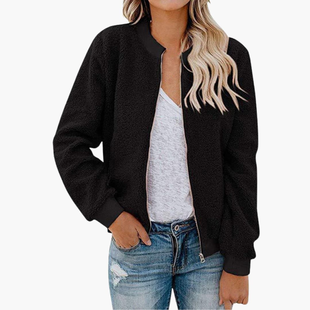 Veste bomber femme à col montant et structure droite