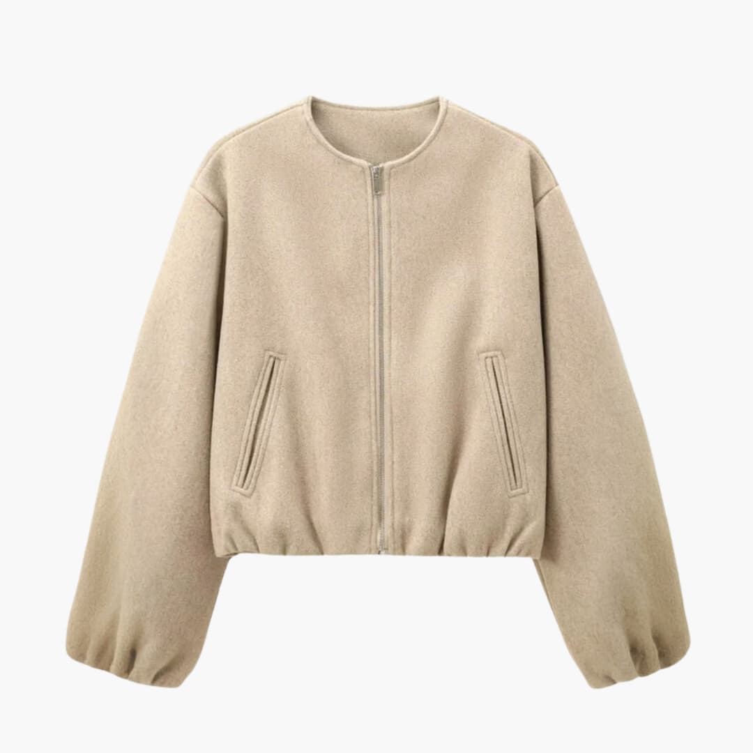 Giacca bomber donna con maniche a palloncino e chiusura con zip