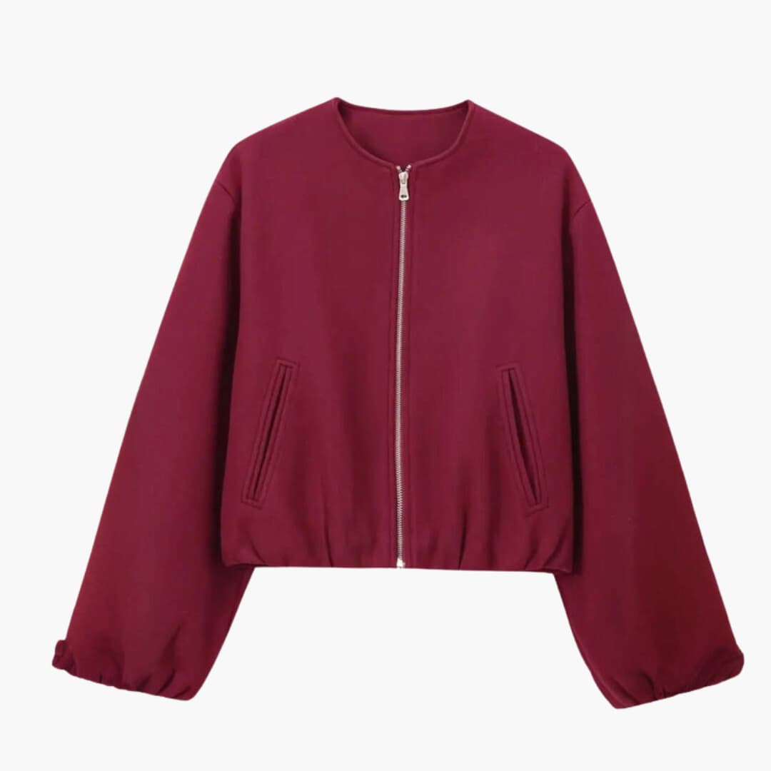 Giacca bomber donna con maniche a palloncino e chiusura con zip
