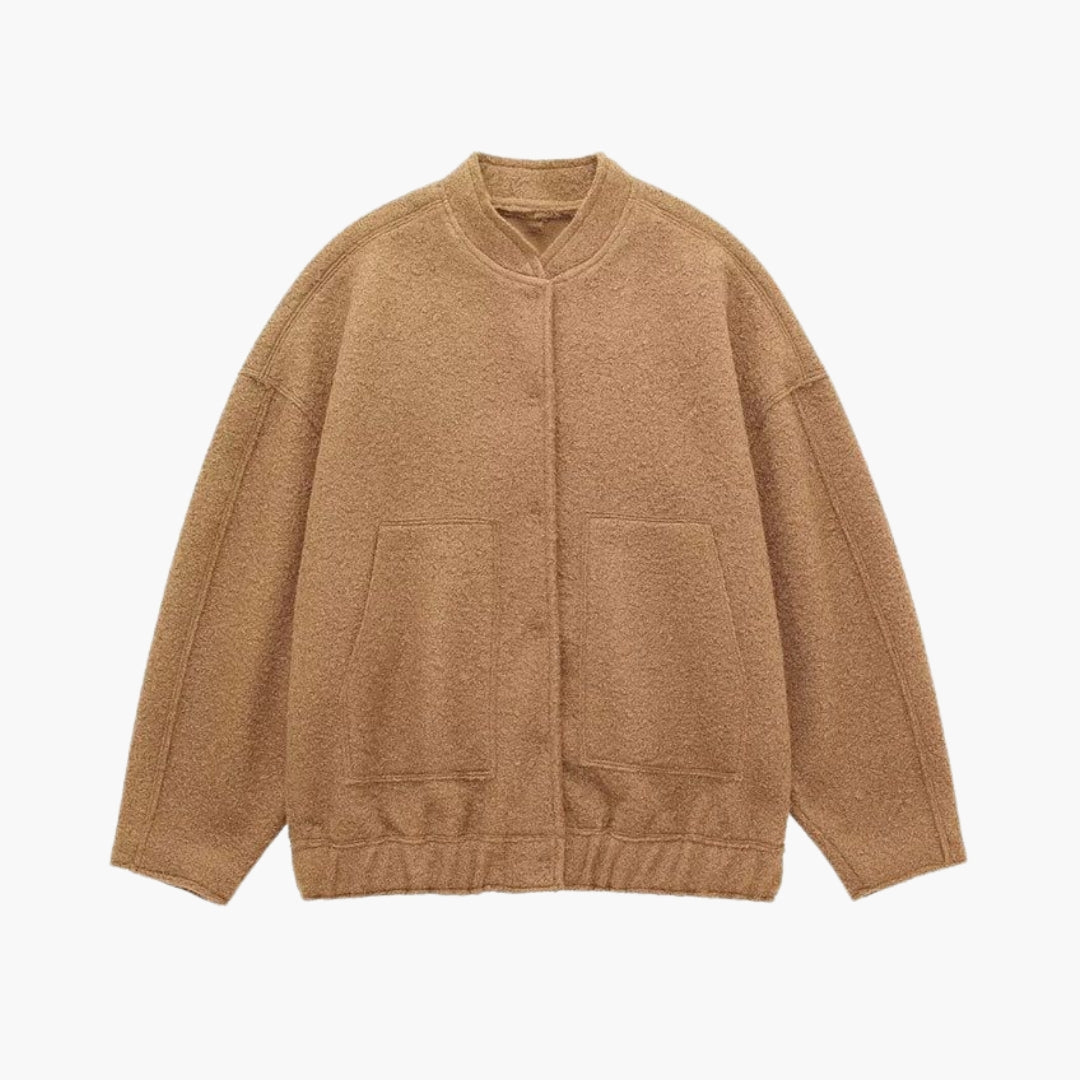 Giacca bomber donna con collo alto e tasche anteriori