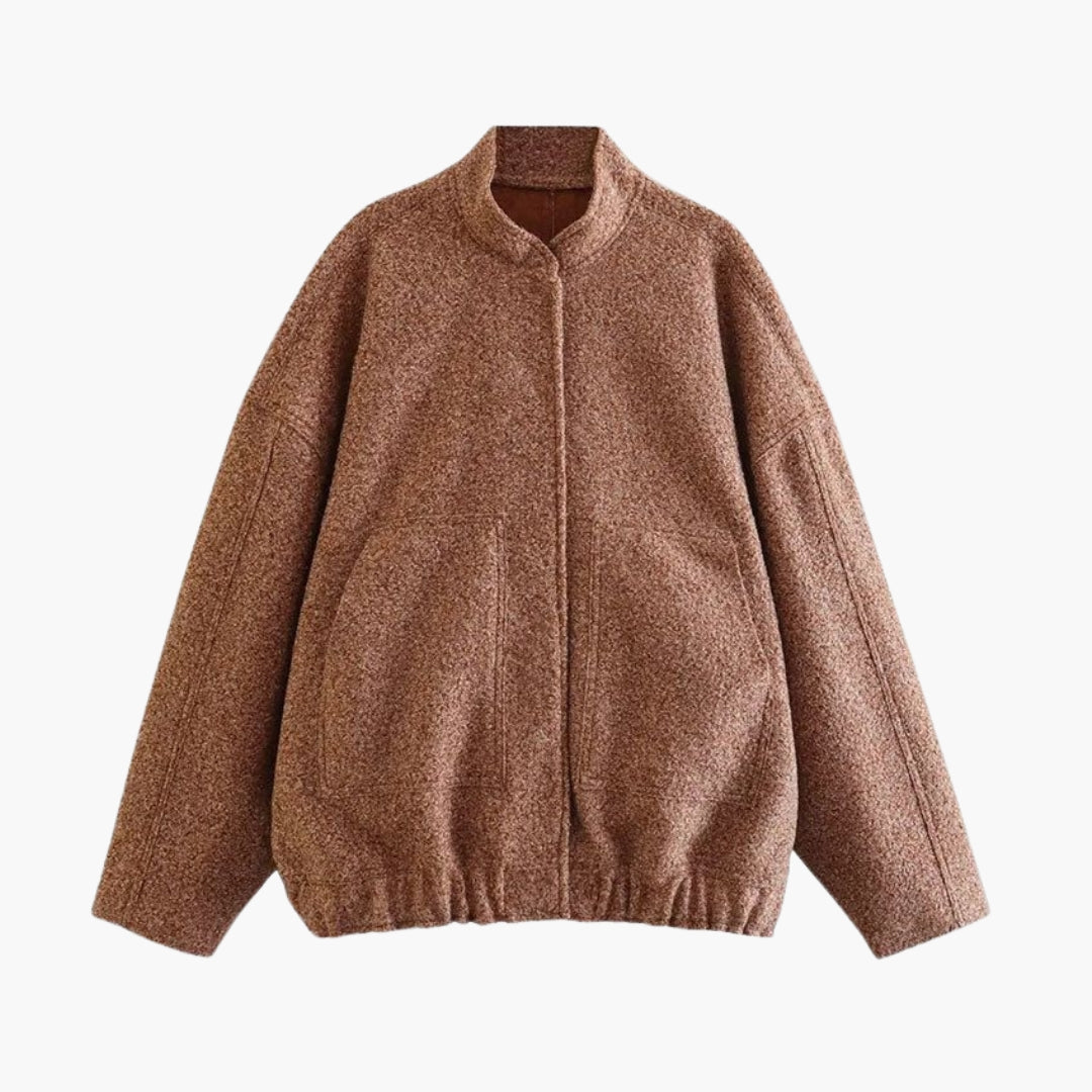 Giacca bomber donna con collo alto e tasche anteriori