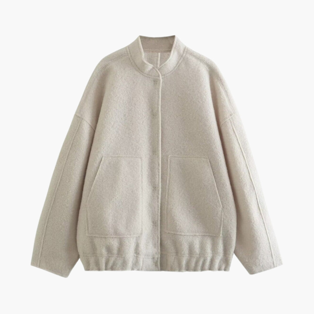 Giacca bomber donna con collo alto e tasche anteriori
