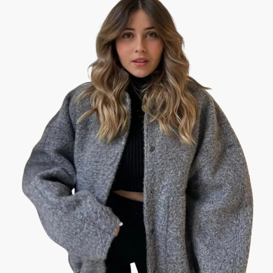Giacca bomber donna con collo alto e tasche anteriori