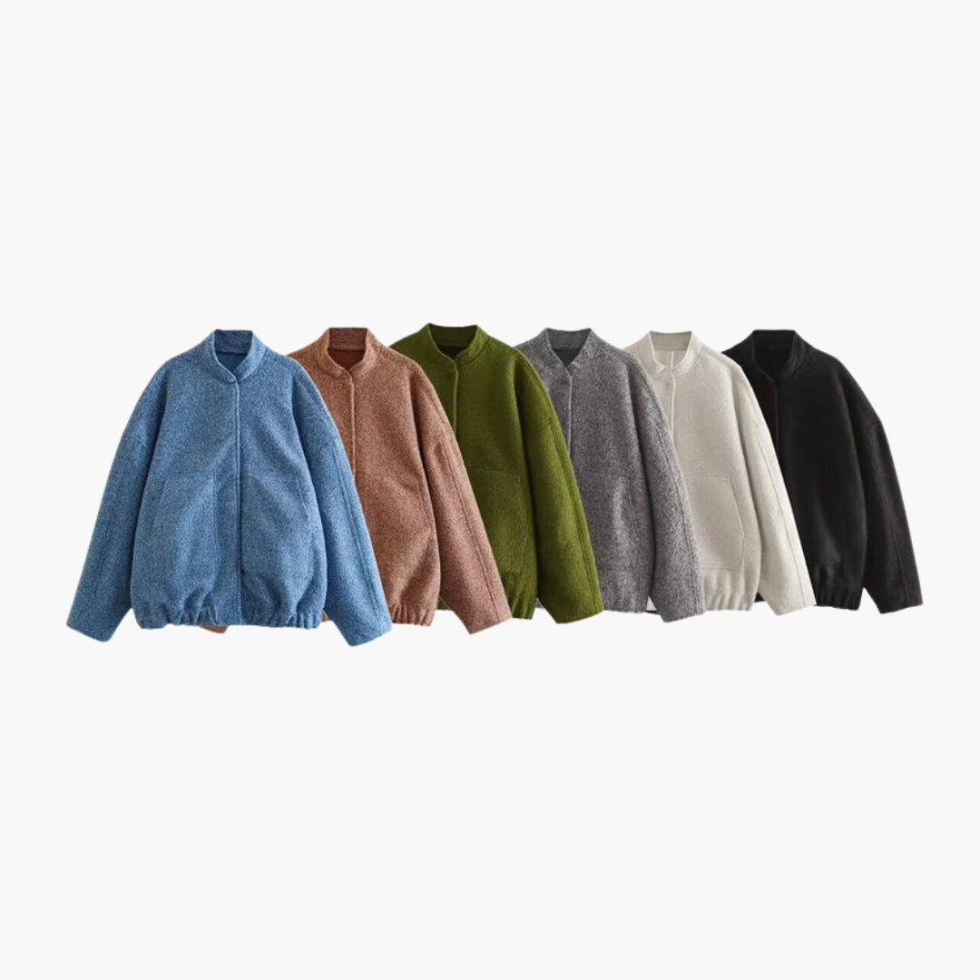 Giacca bomber donna con collo alto e tasche anteriori