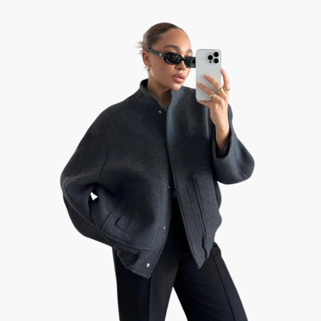 Veste bomber femme oversize avec fermeture à pressions