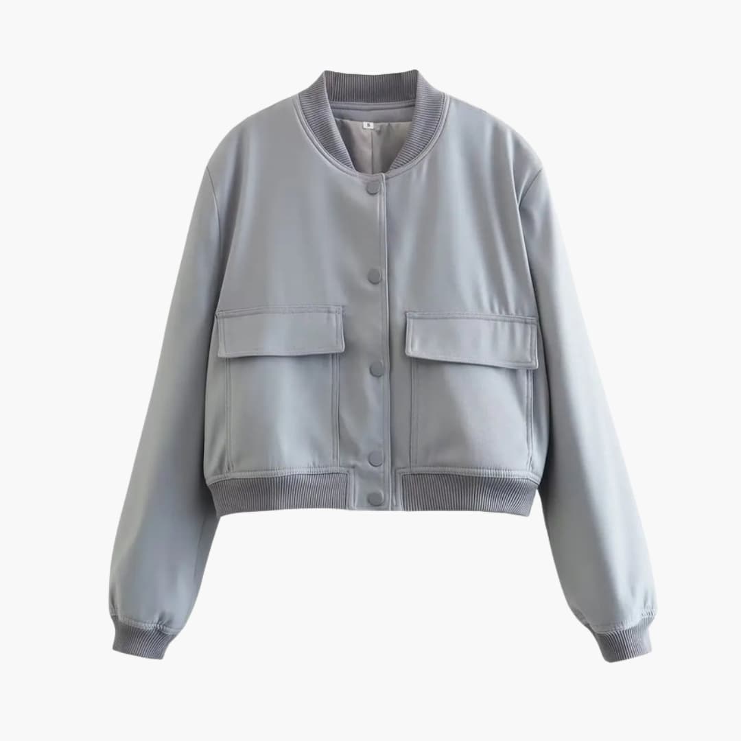 Giacca bomber donna con zip, collo rotondo e orlo dritto