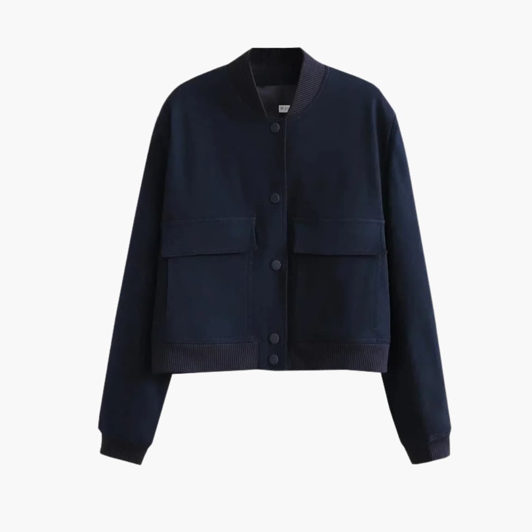 Giacca bomber donna con zip, collo rotondo e orlo dritto