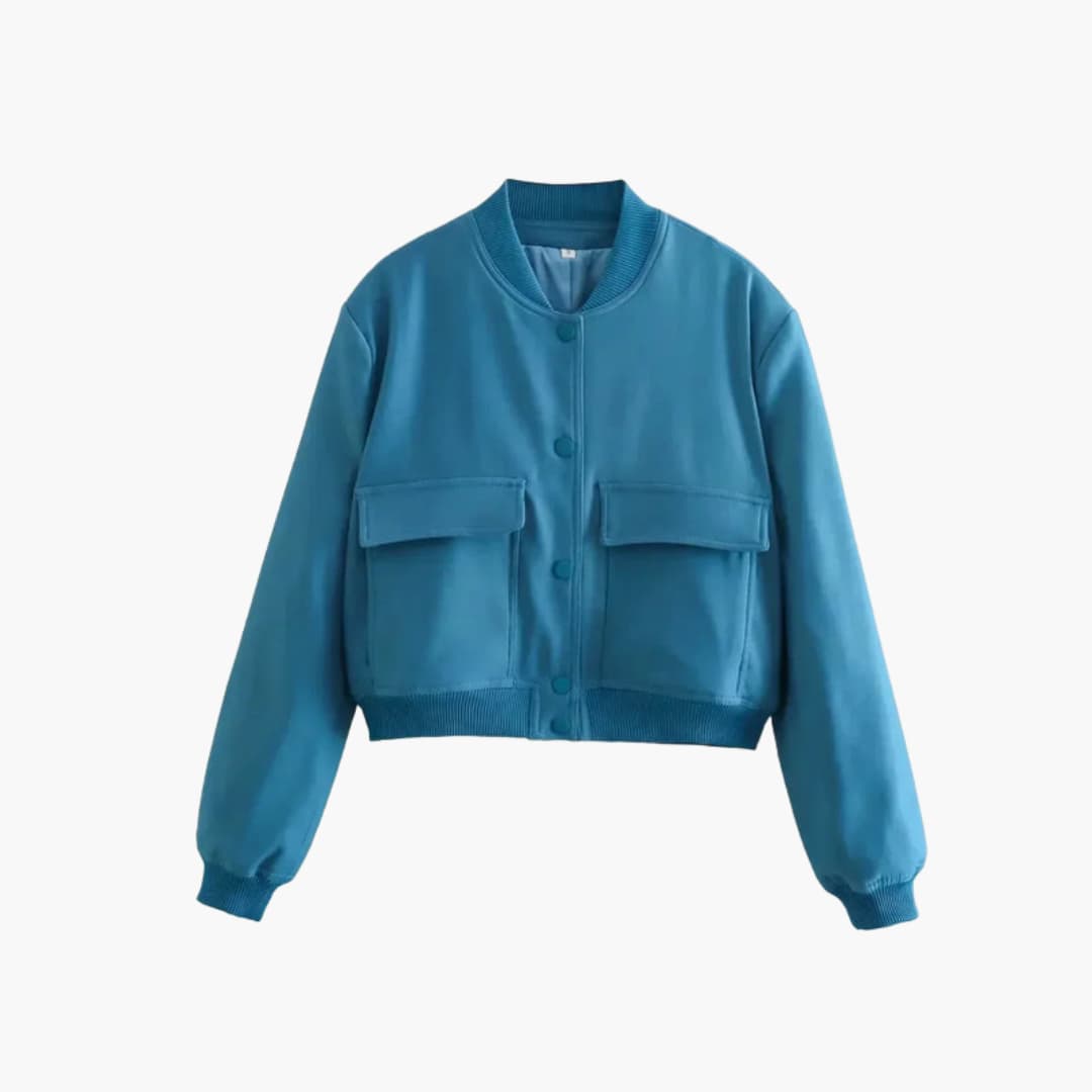 Giacca bomber donna con zip, collo rotondo e orlo dritto