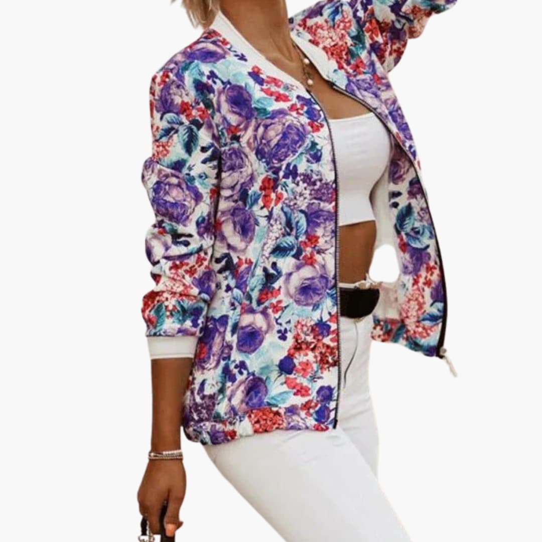 Giacca bomber donna con zip e orlo a coste
