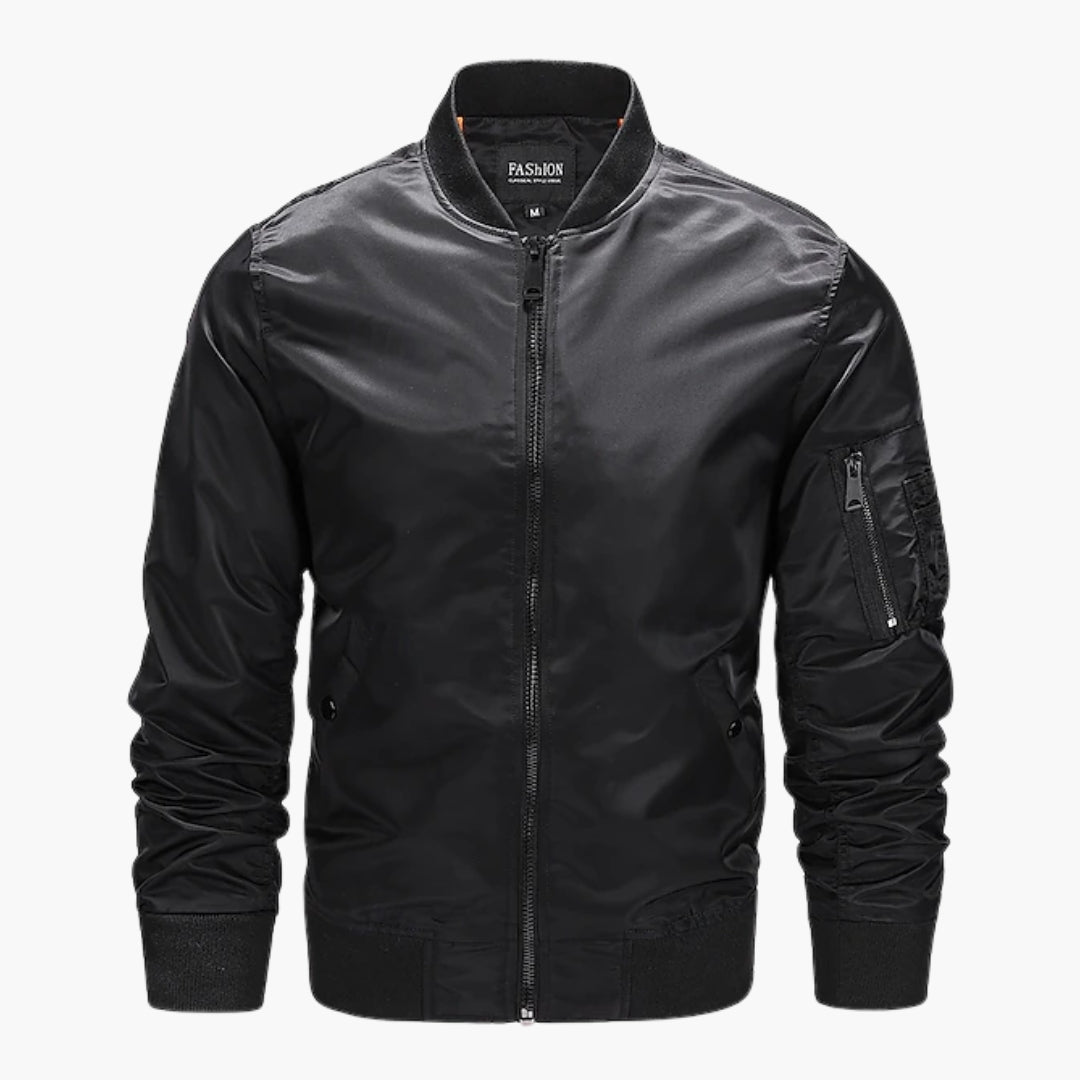 Giacca bomber uomo con chiusura lampo in metallo e tasche frontali