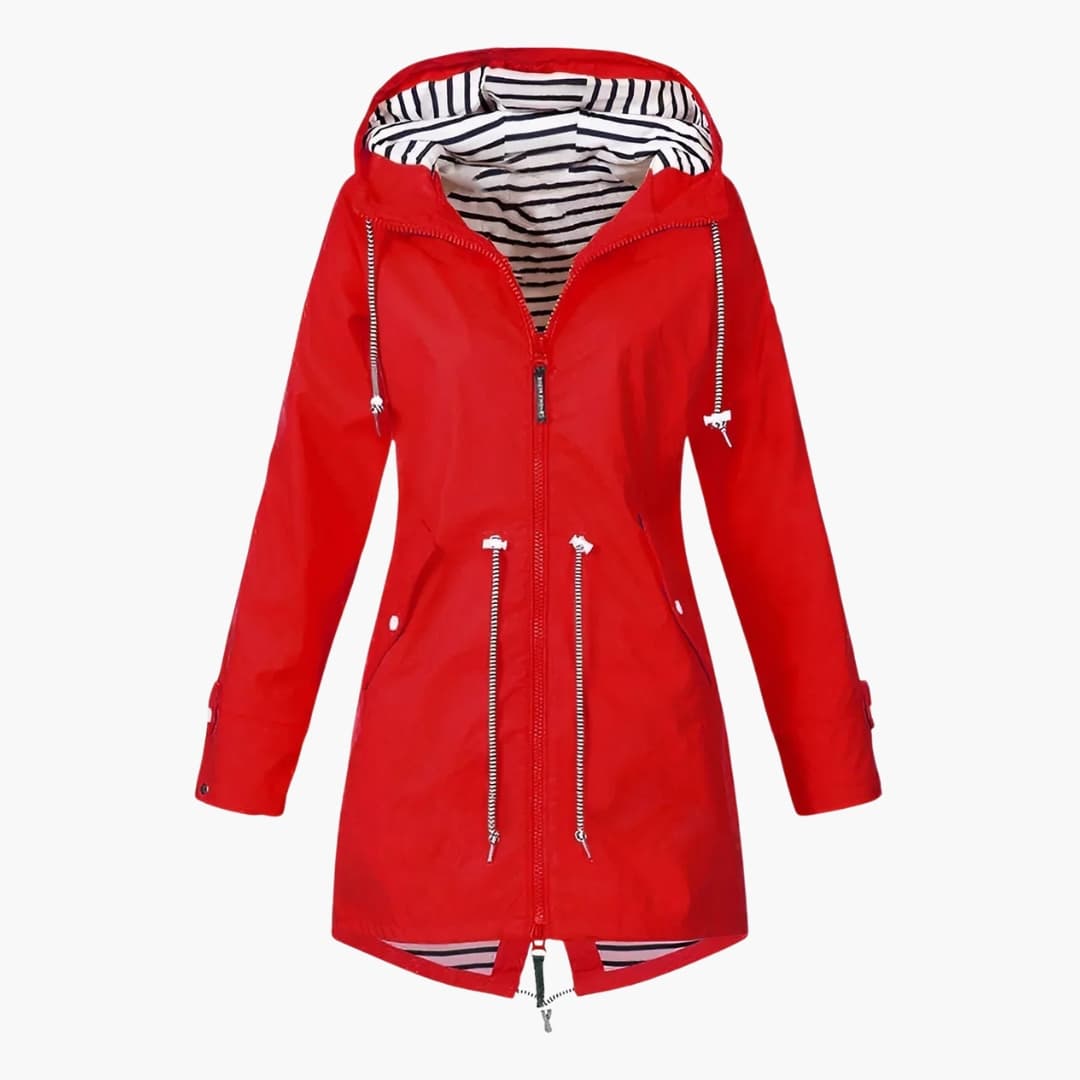 Women's long hooded windbreaker jacket