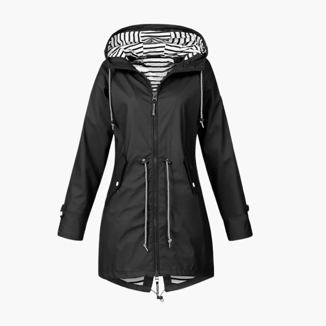 Women's long hooded windbreaker jacket