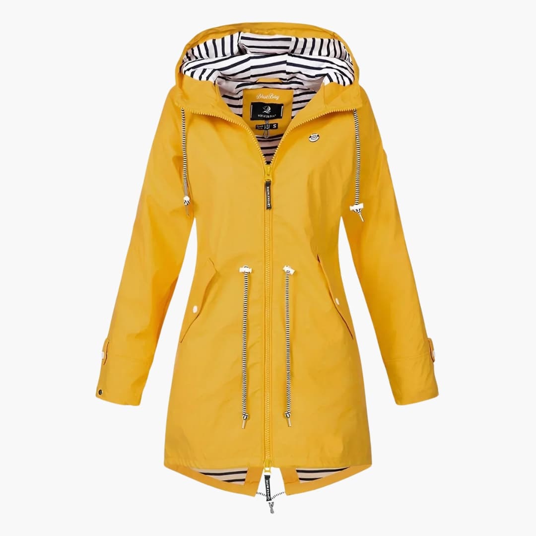 Women's long hooded windbreaker jacket
