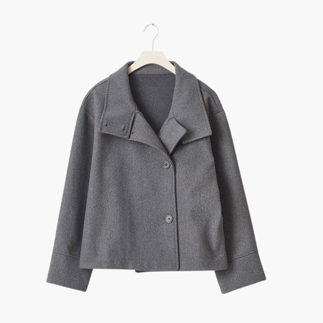 Veste courte pour femme avec col à revers et fermeture boutonnée