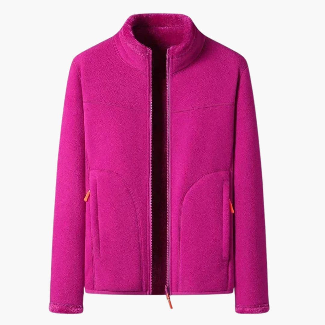 Casaco de ski feminino com gola alta e bolsos laterais