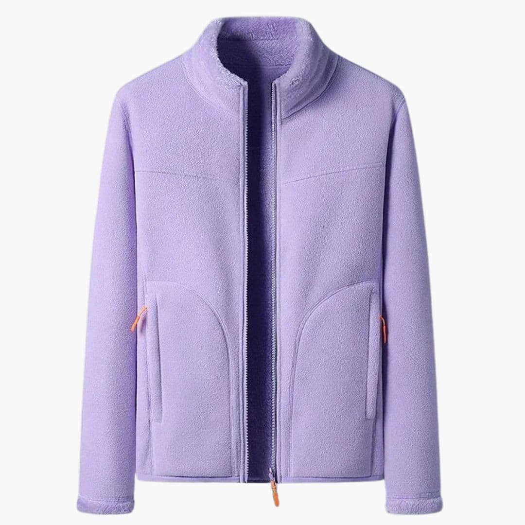Casaco de ski feminino com gola alta e bolsos laterais